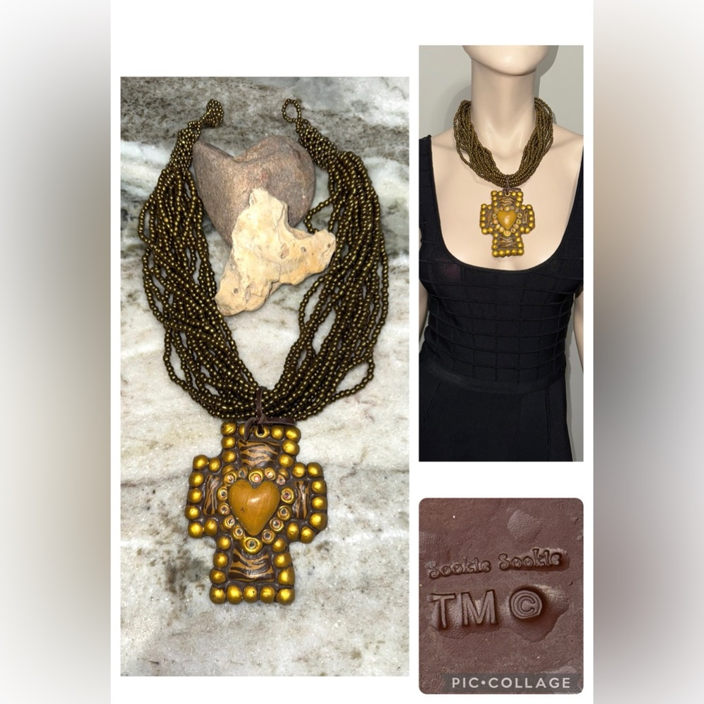 Sookie Sookie Clay Cross Chunky Necklace